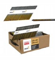 Gwoździe do gwoździarki łączone papierem 2,8x63mm 34° 2000szt Gładkie