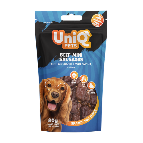 Przysmaki dla psa smaczki mini kiełbaski z wołowiną 80g UNIQ PETS na Arena.pl