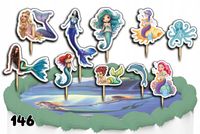 TOPPERY NA TORT OZDOBNE DEKORACJA ZESTAW - SYRENKA SYRENY 10szt.