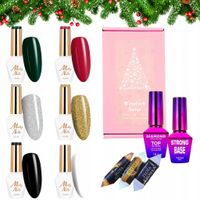 MOLLY NAILS Zestaw świąteczny 6x lakier hybrydowy BAZA TOP słodkości GRATIS