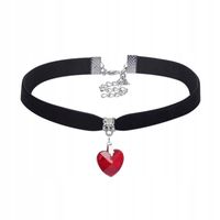 CHOKER KLASYCZNY NASZYJNIK z Kryształem SERCE WISIOREK CZERWONY