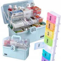 ORGANIZER POJEMNIK NA LEKI KASETKA APTECZKA DWUPOZIOMOWA Z BLOKADĄ