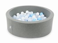 Suchy basen szary 90x30 z piłeczkami 200 sztuk (przezroczyste, białe, jasnobłękitne, błękitne jasne perłowe)