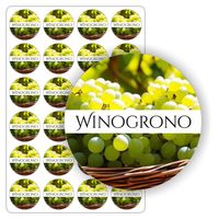 NAKLEJKI winogronowy samoprzylepne kolorowe WINOGRONO JASNE słoik sok 5cm