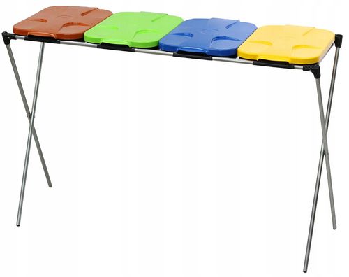 stojak do segregacji odpadów (4-stanowiskowy) niebieski, zielony, brązowy na Arena.pl