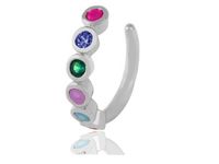 Delikatna rodowana srebrna nausznica kolczyk na małżowinę ear cuff kolorowe cyrkonie srebro 925 Z1878ER_MU