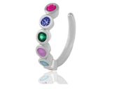 Delikatna rodowana srebrna nausznica kolczyk na małżowinę ear cuff kolorowe cyrkonie srebro 925 Z1878ER_MU