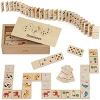 VIGA Drewniane Domino 2w1 Zwierzęta i Liczby