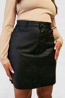 BOOHOO CZARNA WOSKOWANA MINI SPÓDNICA JEANS B1P NG2__56