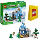 KLOCKI LEGO MINECRAFT 21243 OŚNIEŻONE SZCZYTY FIGURKI DLA DZIECI + TORBA