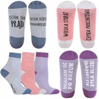 MORAJ Skarpetki Damskie Śmieszne Napisy 3 PARY 35-38