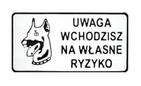 tablica 15*29cm uwaga wchodzisz na własne ryzyko - tab d p10
