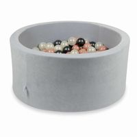 Suchy basen 90x40cm Velvet Soft Jasnoszary z piłeczkami 300szt (różowozłote, opalizujące, metaliczny grafit)