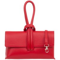 VERA PELLE torebka damska skórzana listonoszka z paskiem V682 czerwona