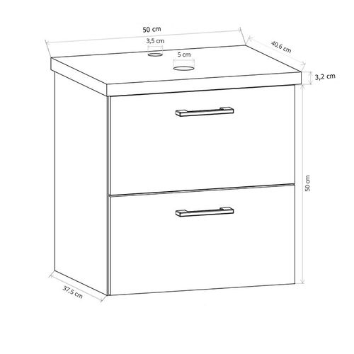 Szafka łazienkowa wisząca LUNA 50 biały z umywalką Eliza B (W2) na Arena.pl