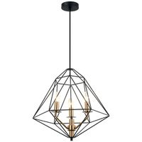 Świecznikowa LAMPA wisząca MARESMO PEN-6369-3-BKBR Italux druciana OPRAWA metalowy zwis klatka geometryczna czarna złota