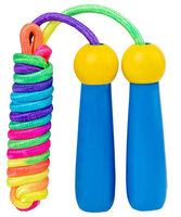 Skakanka Dziecięca 250 cm z Drewnianym Uchwytami Regulowana Niebieska