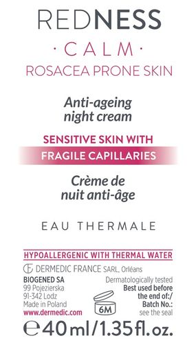 DERMEDIC REDNESS CALM krem przeciwzmarszczkowy na NOC do twarzy 40ml na Arena.pl