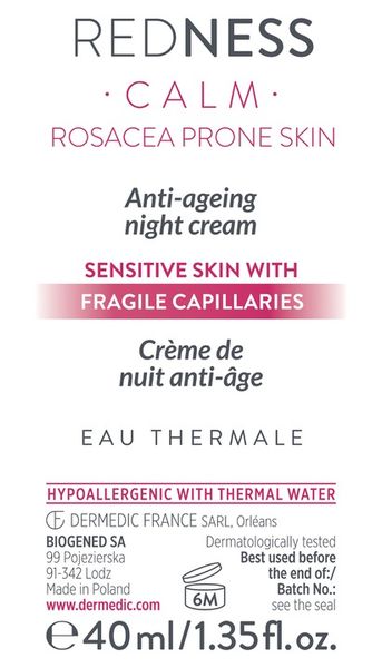 DERMEDIC REDNESS CALM krem przeciwzmarszczkowy na NOC do twarzy 40ml zdjęcie 4