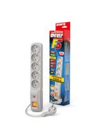 Listwa przedłużacz przepięciowy ACAR F5 1,5m 5 gniazd z uziemieniem szara