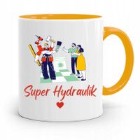 Kubek Żółty Prezent Dla Super Hydraulika Z Nadrukiem Ze Zdjęciem
