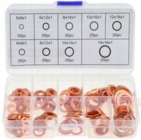 PODKŁADKI MIEDZIANE ZESTAW PODKŁADEK MIEDZIANYCH MIX M5 - M14 200 EL MIEDŹ