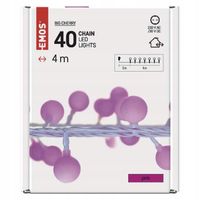 Lampki choinkowe z dużymi kulkami 4m TIMER pink