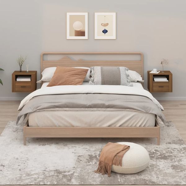 Wiszące szafki nocne, 2 szt., brązowy dąb, 50x36x40 cm zdjęcie 2