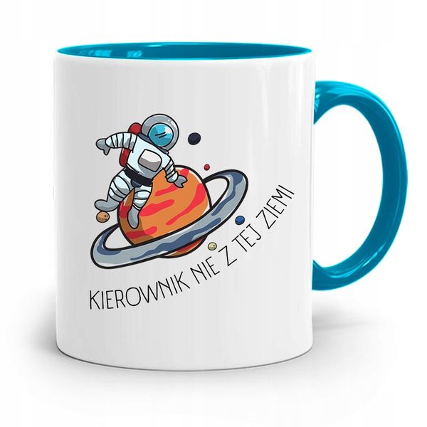 Kubek Błękitny Dla Kierownika Nie Z Tej Ziemi Z Nadrukiem Ze Zdjęciem zdjęcie 1