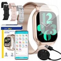 SMARTWATCH ZEGAREK DAMSKI POMIAR CUKRU ROZMOWY SMART WATCH ZŁOTY 4 PASKI