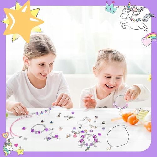 Zestaw Do Biżuterii Fiolet Komplet Koralików 68 Elementów Zestaw Kreatywny na Arena.pl