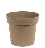 Doniczka plastikowa z podstawką 18 cm tworzywo sztuczne wood beżowy matowy