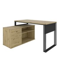 Biurko wolnostojące Viking N1 1D z szafką dąb artisan/czarny