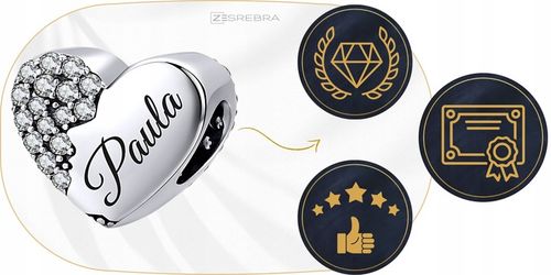 CHARMS srebrne SERCE GRAWER srebro koralik zawieszka charms 925 SERDUSZKO na Arena.pl