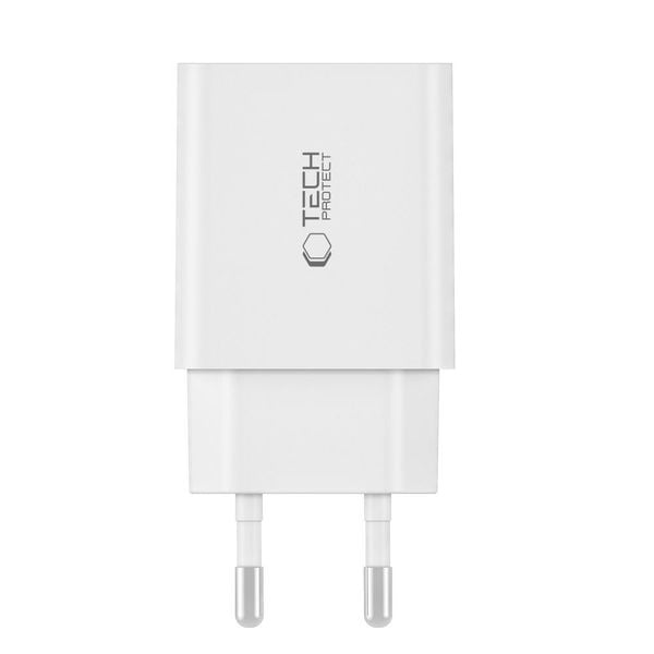 tech-protect c35w 2-port network charger pd35w + lightning cable white zdjęcie 4