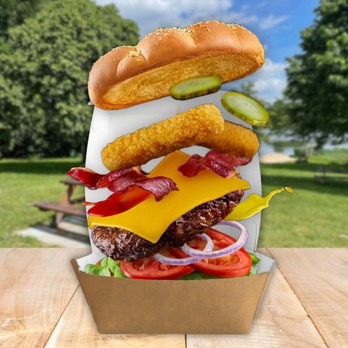 Opakowanie na Hamburgera Pudełko Burger Box Kraft Duże 150x150x80mm 100szt na Arena.pl