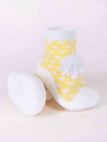 Skarpety z gumową podeszwą z elementem 3D kwiatek dziewczęce 22 YOCLUB na Arena.pl