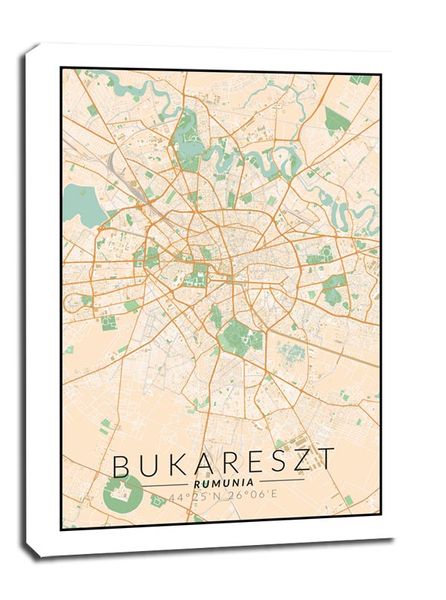 Bukareszt mapa kolorowa - obraz na płótnie 20x30 cm zdjęcie 1