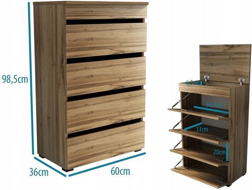 KOMODA Szafka na buty półka 60 dąb wotan 60cm mat na Arena.pl