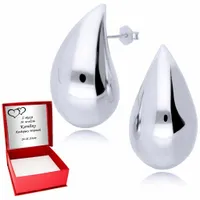 Srebrne Kolczyki 925 Duże Krople Łezki Sztyfty Srebro 925
