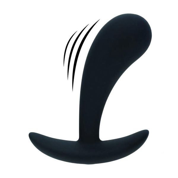 Vibrating Silicone Prostate Stimulator Anal Plug - S - Black zdjęcie 1