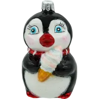 Bombka choinkowa szklana: Pingwin z lodami