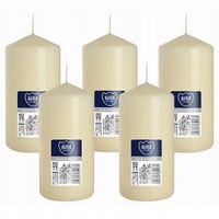 ZESTAW 5 ŚWIEC STOŁOWYCH WALEC KLASYCZNA ŚWIECZKA 12cm 38h ECRU