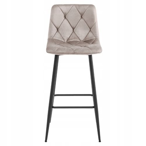Hoker Krzesło Tapicerowane Barowe Wysokie do Wyspy Welurowe Beżowe na Arena.pl