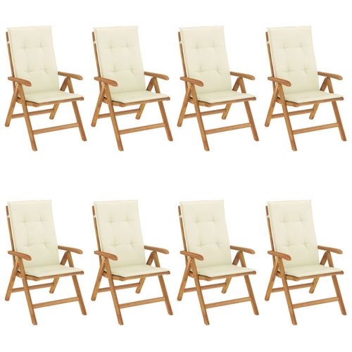 Rozkładane krzesła ogrodowe z poduszkami, 8 szt., drewno tekowe na Arena.pl