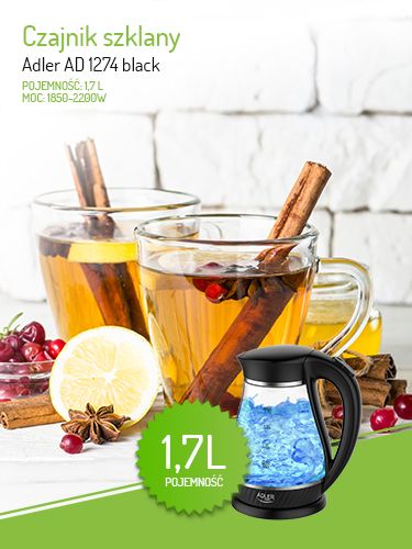AD 1274 black Czajnik szklany 1,7L zdjęcie 9