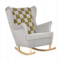 Fotel uszak bujany Carol Duo Family Meble szaro zielony kratka oliwka