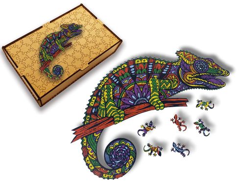 Puzzle Drewniane dla dzieci Kameleon 2 w pudełku drewnianym na Arena.pl