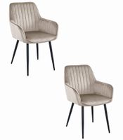 Krzesło aksamitne ciemny beż SOLDEN z czarnymi metalowymi nogami x2