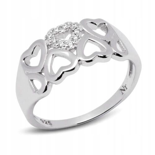 Pierścionek Obrączka Srebrna z Serduszkami na Arena.pl